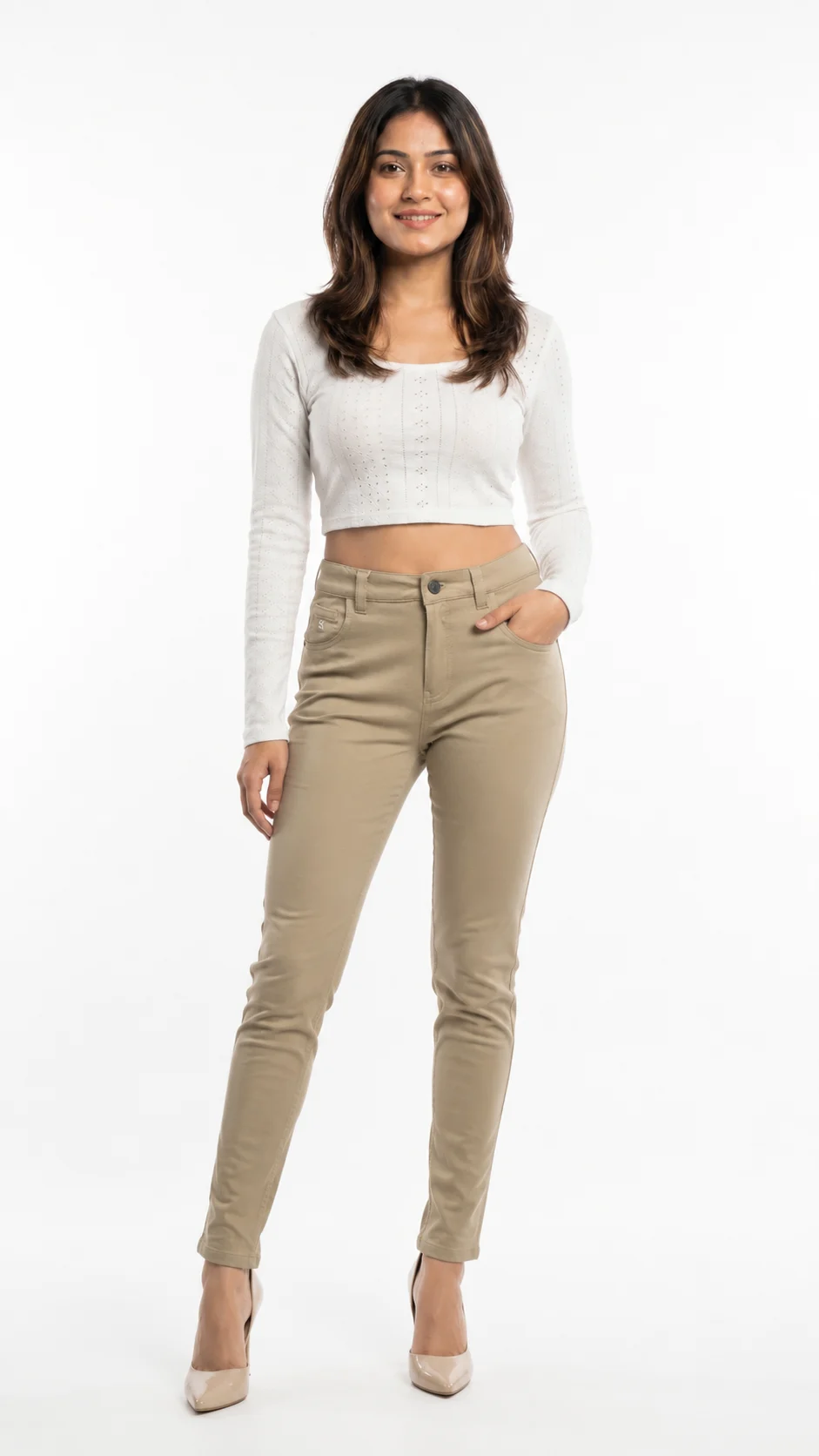 The rebuilt catalogue — a second Casuall garment on a model, same lighting language, same clean ground